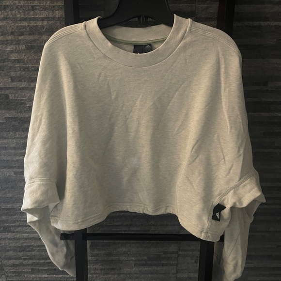 Adidas US size medium light grey cropped sweatshirt - Picture 3 of 7